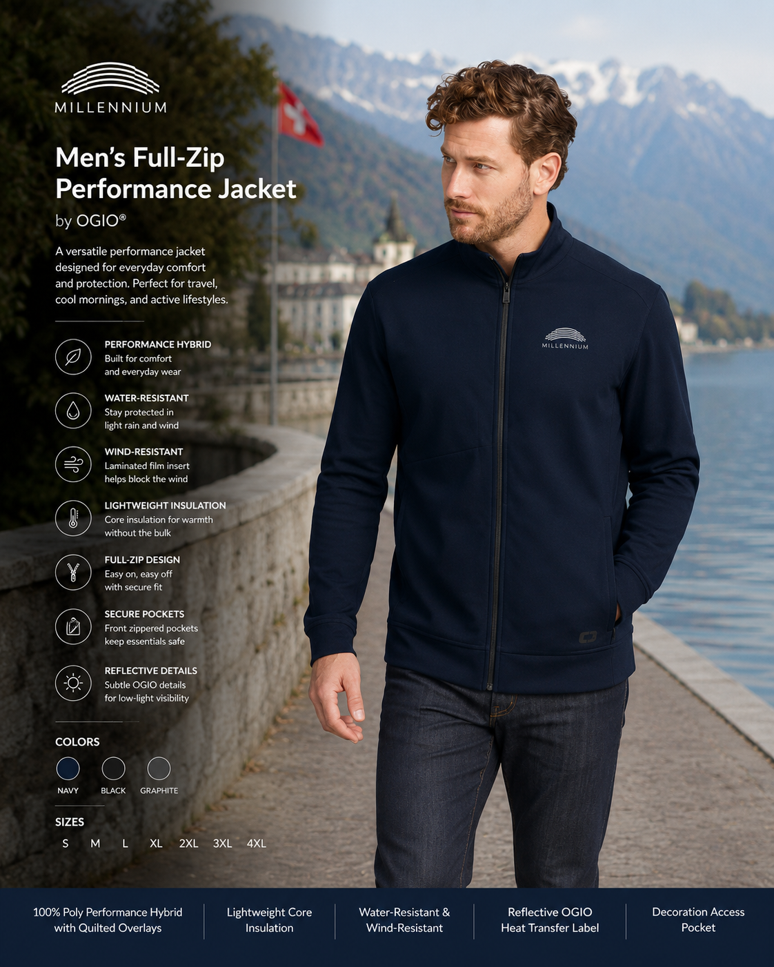 Mens OGIO Full Zip Hinge Jacket